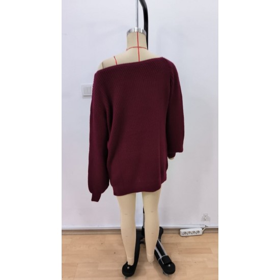 Kadın Uzun Kollu Tek Omuzu Açık Detaylı Triko Bluz, 29962