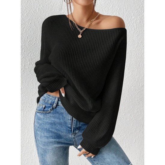 Kadın Uzun Kollu Tek Omuzu Açık Detaylı Triko Bluz , 29961