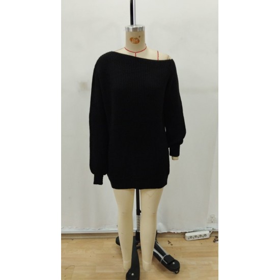 Kadın Uzun Kollu Tek Omuzu Açık Detaylı Triko Bluz , 29961