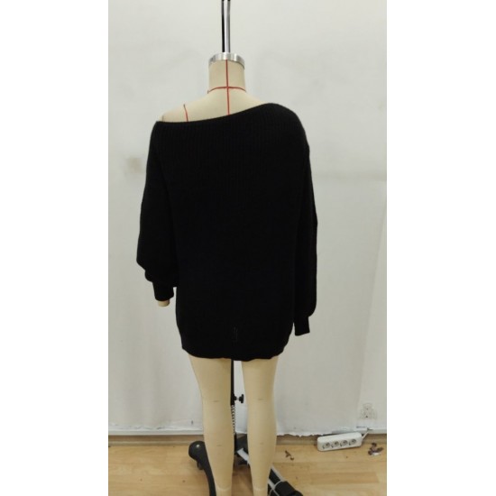 Kadın Uzun Kollu Tek Omuzu Açık Detaylı Triko Bluz , 29961