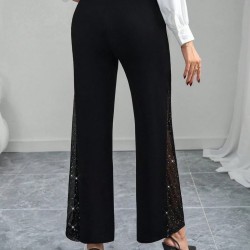 Kadın Yüksek Bel Yanlardan Tül Detaylı Ithal Krep Pantolon , 29964 Kadın Yüksek Bel Yanlardan Tül Detaylı Ithal Krep Pantolon , 29964