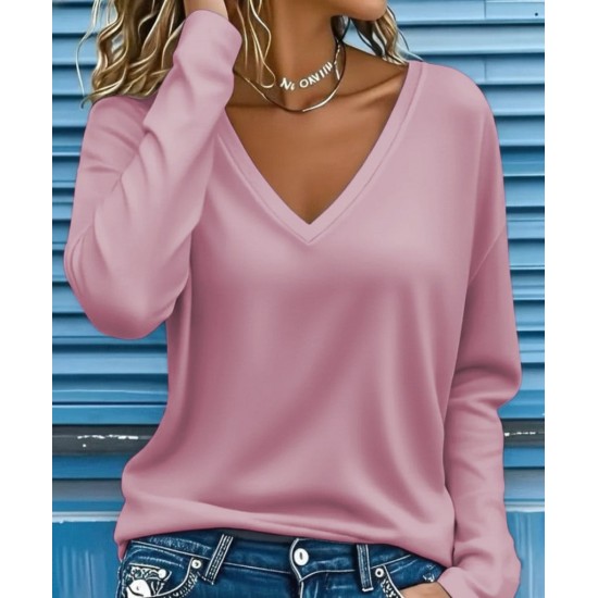 Kadın Uzun Kollu V Yakalı Dalgıç Bluz , 29978