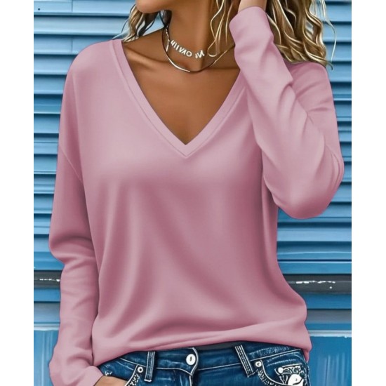 Kadın Uzun Kollu V Yakalı Dalgıç Bluz , 29978