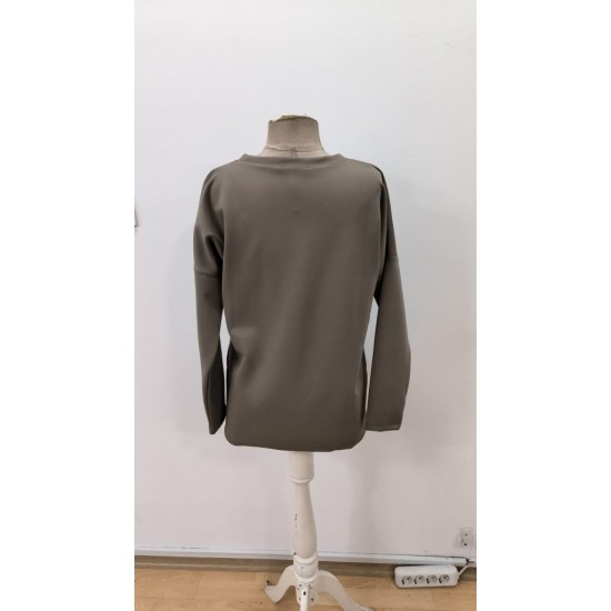 Kadın Uzun Kollu V Yakalı Dalgıç Açık Vizon Bluz , 29977