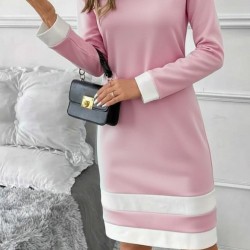 Kadın Uzun Kollu Yuvarlak Yaka Etek Ucu şerit Detaylı Mini Dalgıç Elbise , 30006 Kadın Uzun Kollu Yuvarlak Yaka Etek Ucu şerit Detaylı Mini Dalgıç Elbise , 30006