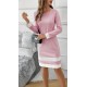 Kadın Uzun Kollu Yuvarlak Yaka Etek Ucu şerit Detaylı Mini Dalgıç Elbise , 30006