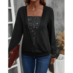 Kadın Uzun Kollu V Yakalı Içi Süprem Desenli Dışı Viskon Bluz , 30021