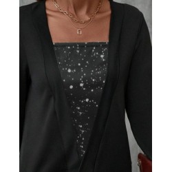 Kadın Uzun Kollu V Yakalı Içi Süprem Desenli Dışı Viskon Bluz , 30021