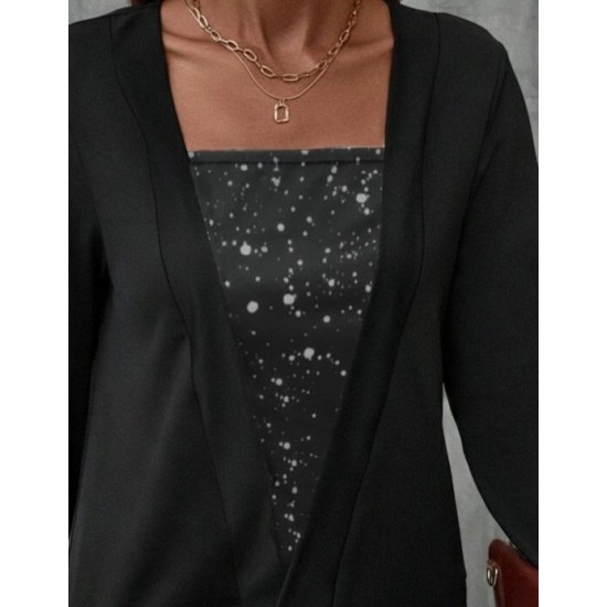 Kadın Uzun Kollu V Yakalı Içi Süprem Desenli Dışı Viskon Bluz , 30021