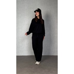 Kadın Uzun Kollu Bisiklet Yaka Viskon Iki Iplik Bluz Ve Pantolon Ikili Takım , 30034