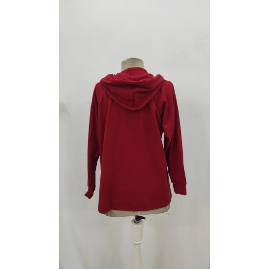 Kadın Uzun Kollu Kapşonlu önü Düğmeli Ve Bağcıklı Waffle Bluz , 30030