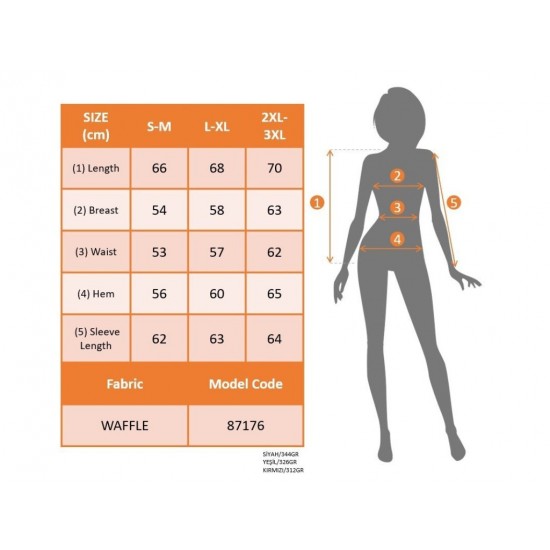 Kadın Uzun Kollu Kapşonlu önü Düğmeli Ve Bağcıklı Waffle Bluz , 30030
