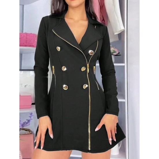 Kadın Uzun Kollu Yakalı Fermuarlı Düğme Detaylı Kısa Scuba Ceket, 30046 Kadın Uzun Kollu Yakalı Fermuarlı Düğme Detaylı Kısa Scuba Ceket, 30046