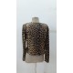 Kadın Uzun Kollu önü Açık Pulpayet Detaylı Leopar Desenli Kısa Ceket , 30042