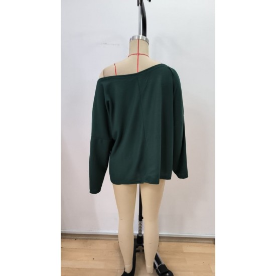 Kadın Tek Omuzdan Açık Yarasa Kollu Waffle Bluz , 30041