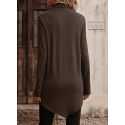 Kadın Uzun Kollu Balıkçı Yaka Asimetrik Kesim Detaylı Yün Viskon Bluz , 30072