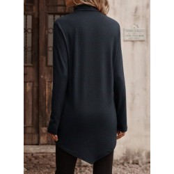 Kadın Uzun Kollu Balıkçı Yaka Asimetrik Kesim Detaylı Antrasit Yün Viskon Bluz , 30071