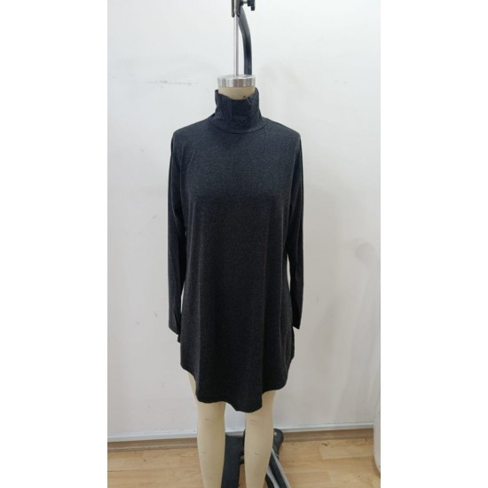 Kadın Uzun Kollu Balıkçı Yaka Asimetrik Kesim Detaylı Antrasit Yün Viskon Bluz , 30071 Kadın Uzun Kollu Balıkçı Yaka Asimetrik Kesim Detaylı Antrasit Yün Viskon Bluz , 30071