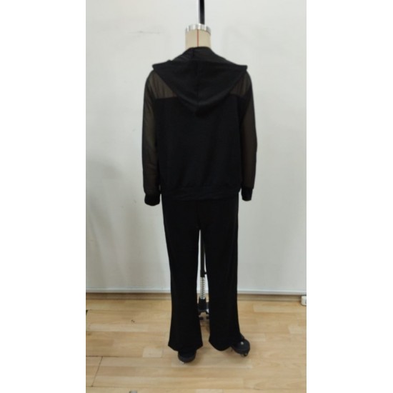 Kadın Uzun Kollu Tül Detaylı önü Düğmeli Viskon Iki Iplik Ceket Ve Pantolon Ikili Takım , 30070