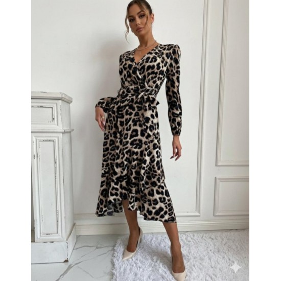 Kadın Uzun Kollu Kruvaze Yaka Yandan Bağlamalı önden Fırfır Detaylı Süprem Uzun Elbise , 30067 Kadın Uzun Kollu Kruvaze Yaka Yandan Bağlamalı önden Fırfır Detaylı Süprem Uzun Elbise , 30067