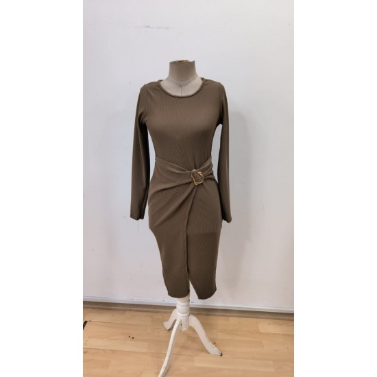 Kadın Uzun Kollu Kruvaze Yaka Yandan Toka Detaylı önden çapraz Detaylı Ottoman Elbise, 30065 Kadın Uzun Kollu Kruvaze Yaka Yandan Toka Detaylı önden çapraz Detaylı Ottoman Elbise, 30065