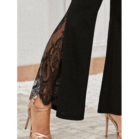 Kadın Ispanyol Paça  Dantel Detay Dalgıç Tayt, 30062