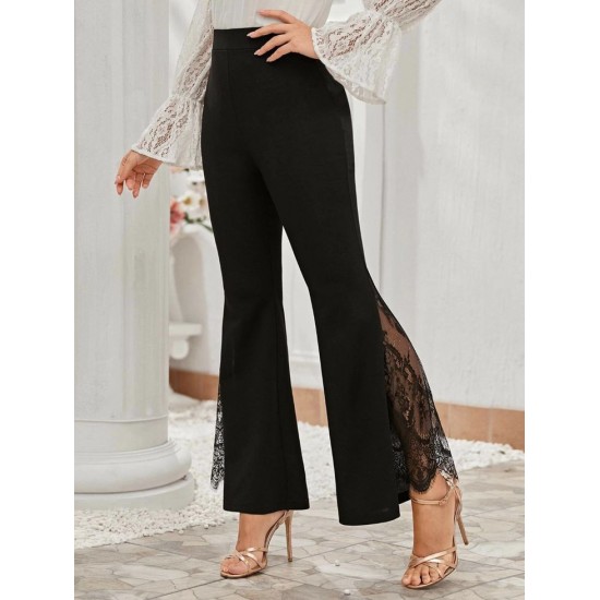 Kadın Ispanyol Paça  Dantel Detay Dalgıç Tayt, 30062