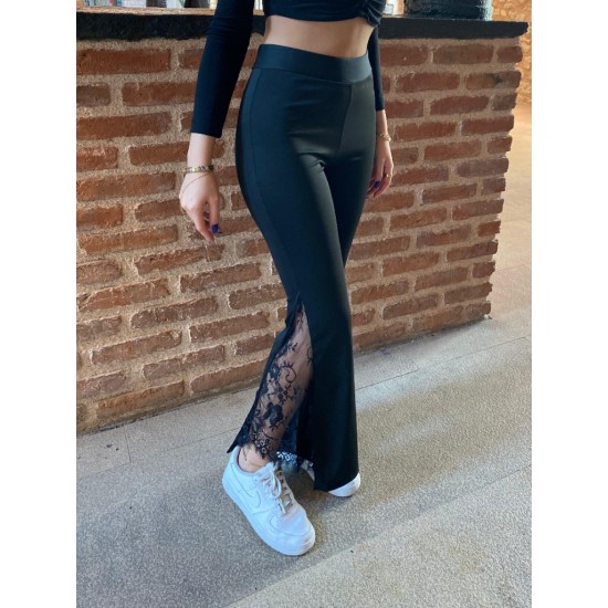 Kadın Ispanyol Paça  Dantel Detay Dalgıç Tayt, 30062