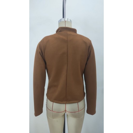 Kadın Uzun Kollu Hakim Yaka Yanlardan Düğmeli Kısa Süet Ceket, 29558 Kadın Uzun Kollu Hakim Yaka Yanlardan Düğmeli Kısa Süet Ceket, 29558