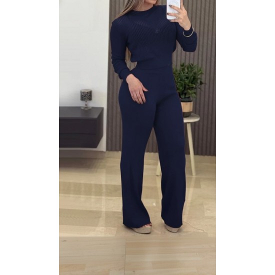 Kadın Uzun Kollu Yuvarlak Yaka Transparan Detaylı Triko Bluz Ve Pantolon Ikili Takım, 30077 Kadın Uzun Kollu Yuvarlak Yaka Transparan Detaylı Triko Bluz Ve Pantolon Ikili Takım, 30077