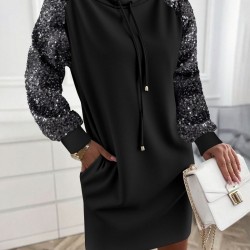 Kadın Uzun Kollu Pulpayetli Bağcıklı Cep Detaylı Mini Viskon Iki Iplik Elbise , 30073 Kadın Uzun Kollu Pulpayetli Bağcıklı Cep Detaylı Mini Viskon Iki Iplik Elbise , 30073