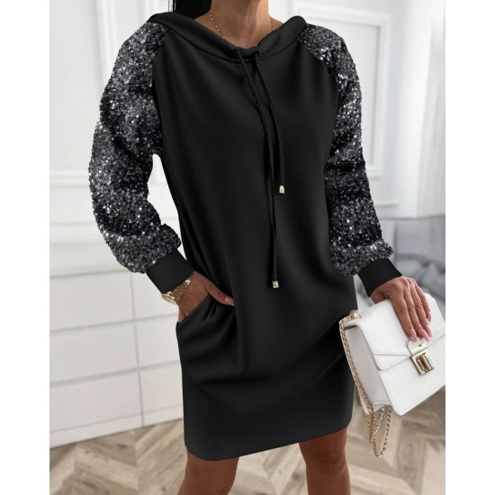 Kadın Uzun Kollu Pulpayetli Bağcıklı Cep Detaylı Mini Viskon Iki Iplik Elbise , 30073 Kadın Uzun Kollu Pulpayetli Bağcıklı Cep Detaylı Mini Viskon Iki Iplik Elbise , 30073