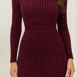 Kadın Uzun Kollu Bisiklet Yaka Taşlı Midi Kadife Elbise , 30086 Kadın Uzun Kollu Bisiklet Yaka Taşlı Midi Kadife Elbise , 30086