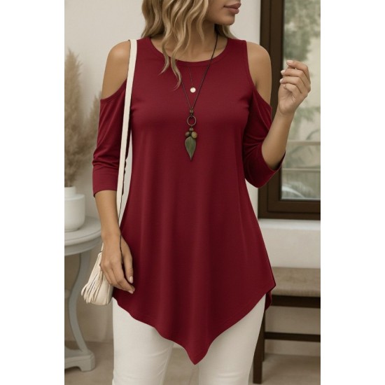 Kadın Omuzlardan Açık Sıfır Yaka Asimetrik Kesim Detay Viskon Bluz , 30083 Kadın Omuzlardan Açık Sıfır Yaka Asimetrik Kesim Detay Viskon Bluz , 30083