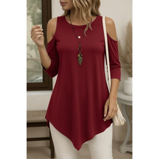 Kadın Omuzlardan Açık Sıfır Yaka Asimetrik Kesim Detay Viskon Bluz , 30083 Kadın Omuzlardan Açık Sıfır Yaka Asimetrik Kesim Detay Viskon Bluz , 30083