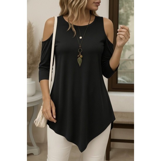 Kadın Omuzlardan Açık Sıfır Yaka Asimetrik Kesim Detay Viskon Bluz , 30081 Kadın Omuzlardan Açık Sıfır Yaka Asimetrik Kesim Detay Viskon Bluz , 30081