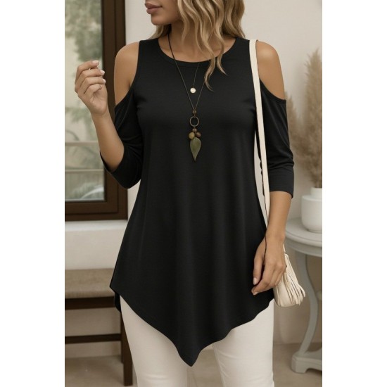 Kadın Omuzlardan Açık Sıfır Yaka Asimetrik Kesim Detay Viskon Bluz , 30081 Kadın Omuzlardan Açık Sıfır Yaka Asimetrik Kesim Detay Viskon Bluz , 30081