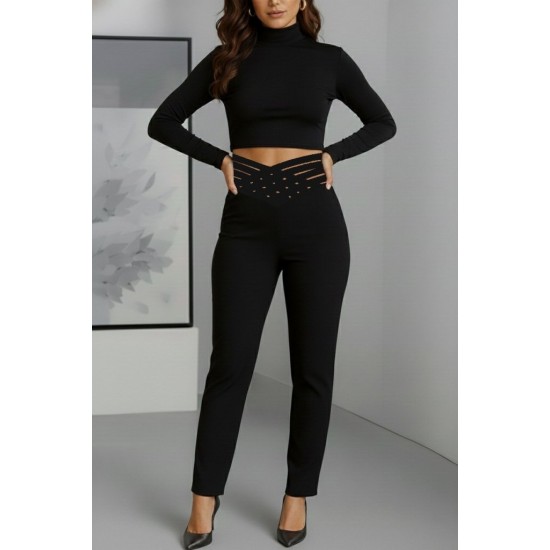 Kadın Yüksek Bel çapraz şerit Detaylı Ithal Krep Pantolon , 30080 Kadın Yüksek Bel çapraz şerit Detaylı Ithal Krep Pantolon , 30080