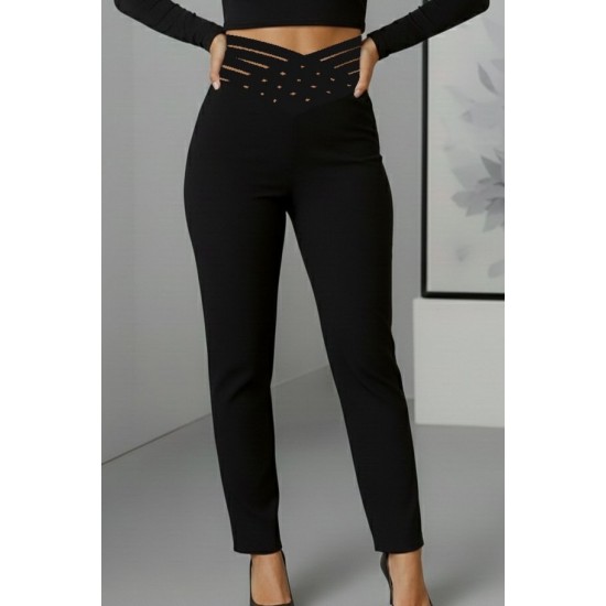 Kadın Yüksek Bel çapraz şerit Detaylı Ithal Krep Pantolon , 30080 Kadın Yüksek Bel çapraz şerit Detaylı Ithal Krep Pantolon , 30080