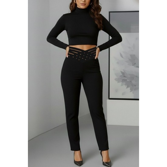 Kadın Yüksek Bel çapraz şerit Detaylı Ithal Krep Pantolon , 30080 Kadın Yüksek Bel çapraz şerit Detaylı Ithal Krep Pantolon , 30080