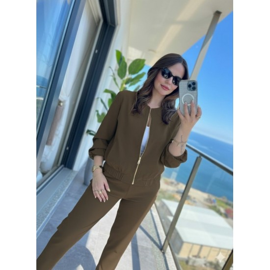 Kadın Uzun Kollu önden Fermuarlı Modal Ceket Ve Pantolon Ikili Takım , 30092 Kadın Uzun Kollu önden Fermuarlı Modal Ceket Ve Pantolon Ikili Takım , 30092