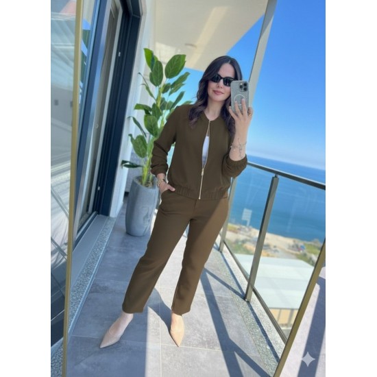 Kadın Uzun Kollu önden Fermuarlı Modal Ceket Ve Pantolon Ikili Takım , 30092 Kadın Uzun Kollu önden Fermuarlı Modal Ceket Ve Pantolon Ikili Takım , 30092