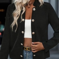 Kadın Uzun Kollu önü Açık Düğmeli Scuba Dalgıç Ceket , 30099