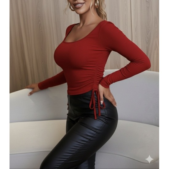 Kadın Uzun Kollu Yanlar Büzgü Detay Kaşkorse Crop, 30098 Kadın Uzun Kollu Yanlar Büzgü Detay Kaşkorse Crop, 30098