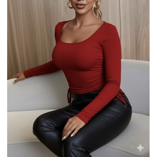 Kadın Uzun Kollu Yanlar Büzgü Detay Kaşkorse Crop, 30098 Kadın Uzun Kollu Yanlar Büzgü Detay Kaşkorse Crop, 30098