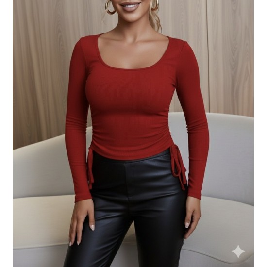Kadın Uzun Kollu Yanlar Büzgü Detay Kaşkorse Crop, 30098 Kadın Uzun Kollu Yanlar Büzgü Detay Kaşkorse Crop, 30098