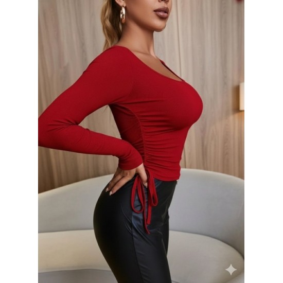 Kadın Uzun Kollu Yanlar Büzgü Detay Kaşkorse Crop, 30098 Kadın Uzun Kollu Yanlar Büzgü Detay Kaşkorse Crop, 30098