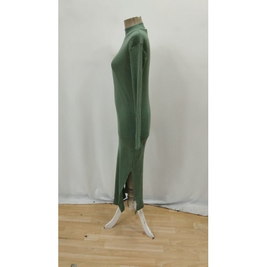 Kadın Uzun Kollu Balıkçı Yakalı Yanlardan Yırtmaçlı Kaşkorse Maxi Elbise , 30107 Kadın Uzun Kollu Balıkçı Yakalı Yanlardan Yırtmaçlı Kaşkorse Maxi Elbise , 30107