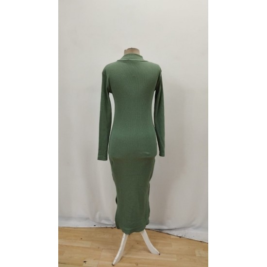 Kadın Uzun Kollu Balıkçı Yakalı Yanlardan Yırtmaçlı Kaşkorse Maxi Elbise , 30107 Kadın Uzun Kollu Balıkçı Yakalı Yanlardan Yırtmaçlı Kaşkorse Maxi Elbise , 30107