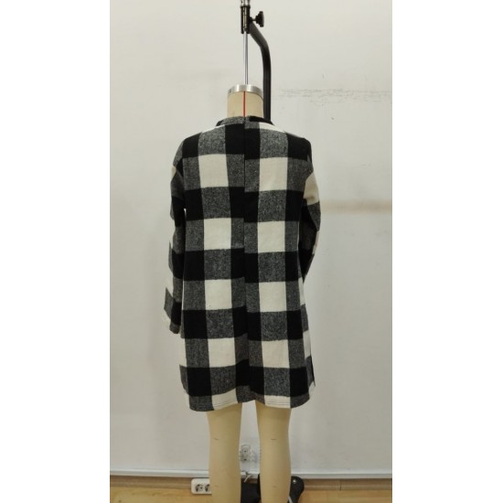 Kadın Uzun Kollu Yarı Balıkçı Yakalı Cep Detaylı Ekoseli Dokuma Tunik , 30117 Kadın Uzun Kollu Yarı Balıkçı Yakalı Cep Detaylı Ekoseli Dokuma Tunik , 30117